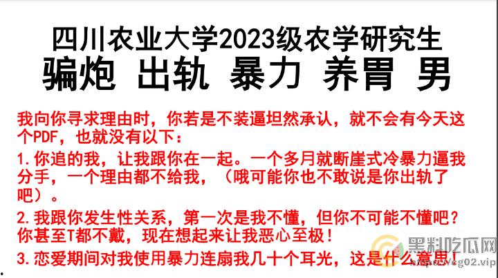PDF事件！四川农业大学2023级农学研究生【施李研西】被爆 出轨-暴力-骗炮-养胃男-PUA 女方愤怒制作20页PDF控诉！-1