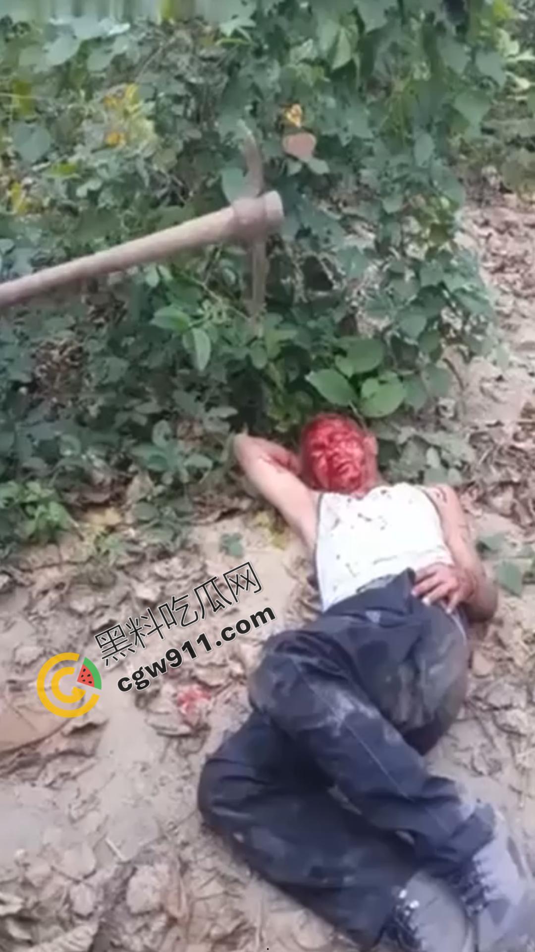 恐怖血腥暴力场面！奸夫惨遭铁镐猛砸，头颅血流如注，现场骇人至极，胆小者勿点！-1