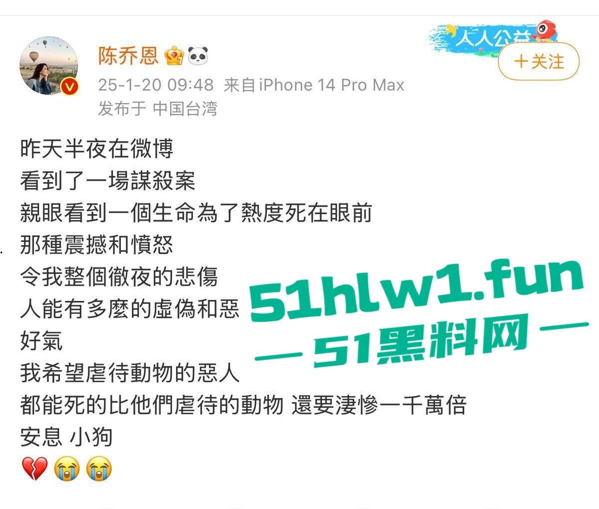 网红狗艾特疑遭训狗师【潘宏】虐待致死，女明星陈乔恩蹭热点带节奏被网友骂上热搜。-5